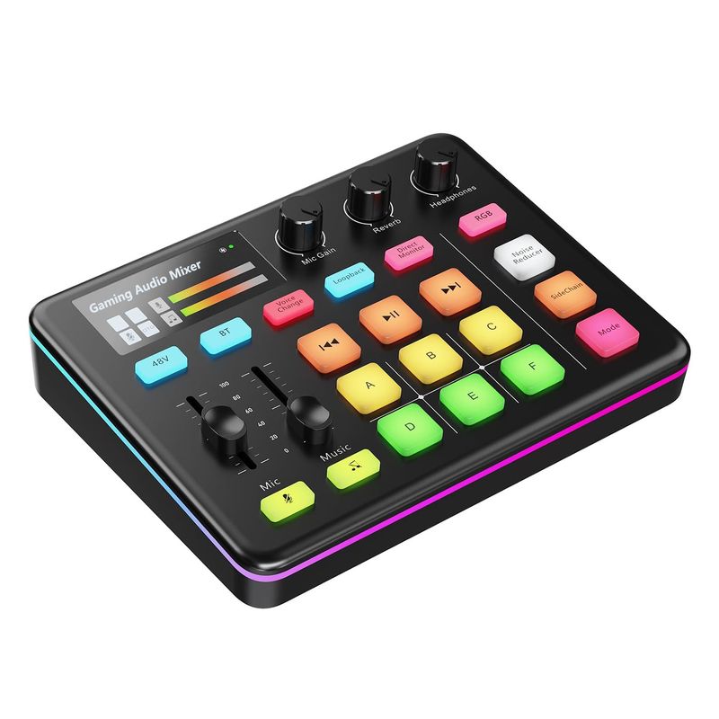 New G1 Gaming Sound Card RGB Lighting Mixer Universal For Computer And Mobile Live Streaming Recording_voghion.com