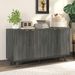 HOMCOM Fluted Sideboard Buffet Cabinet, 55' Coffee Bar Cabinet With 4 Doors, 2 Adjustable Shelves, 5 Wood Legs, Distressed Gray_voghion.com