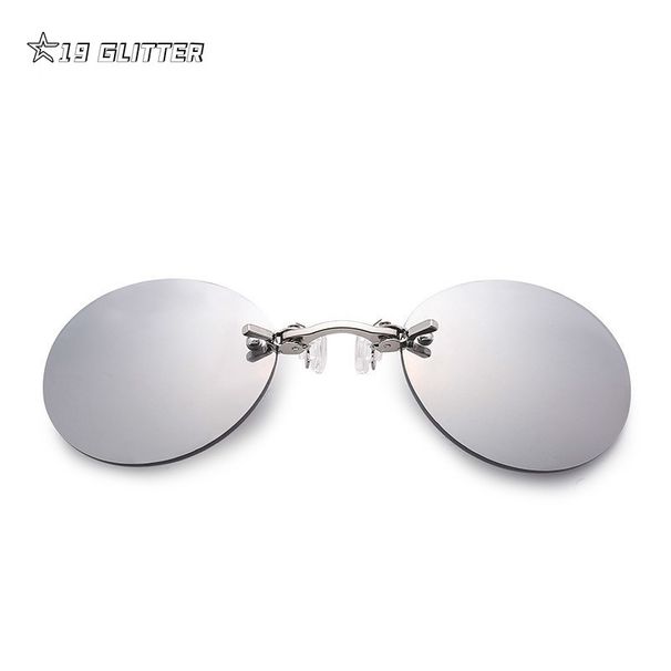 Nuevas gafas de sol Matrix Morpheus con clip en la nariz, redondas y sin montura, minigafas vintage sin montura para hombre, UV400_voghion.com