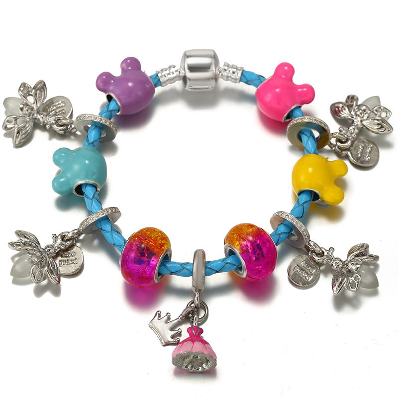 Braccialetti con ciondoli, braccialetti classici con cartoni animati per donne, stile Pan, fai da te, in corda di pelle, per bambini_voghion.com