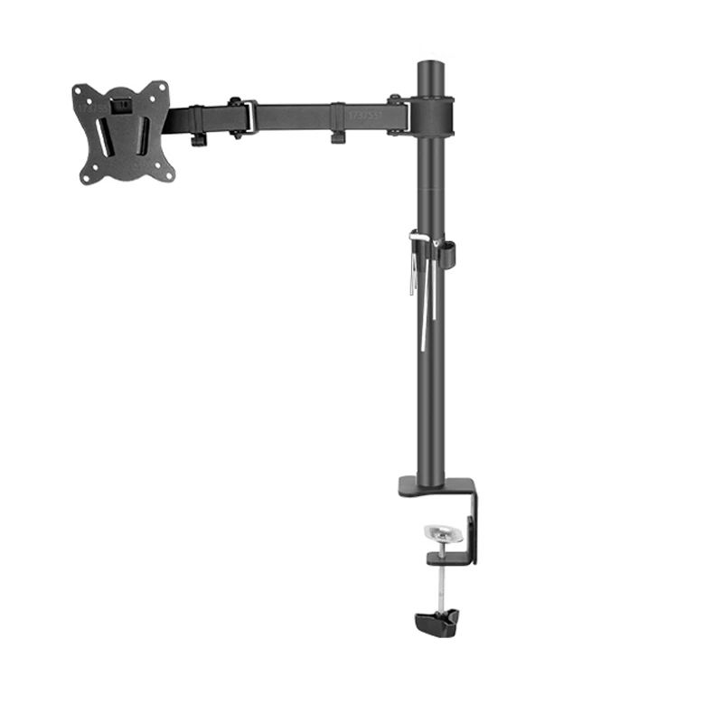full motion rotate grommet clamp base steel single monitor desk bracket double arm desktop support_voghion.com