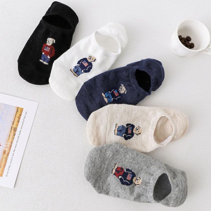 Calcetines tobilleros unisex de poliéster con dibujos animados lindos 5 pares_voghion.com
