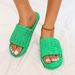 Pantufas femininas de lã com fundo grosso e cor sólida_voghion.com