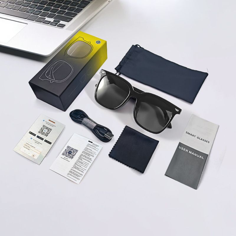 Smart Bluetooth Sunglasses – Touch Control, UV400 Polarized, Lightweight TR90 Frame, Hands-Free Calls & Music (Black)_voghion.com