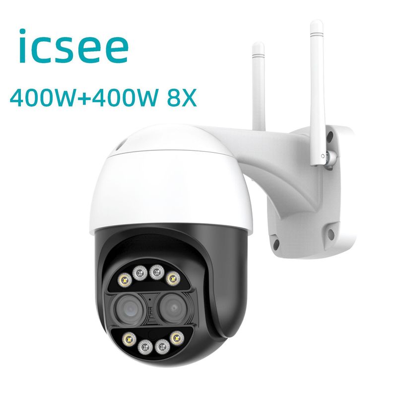 Câmera de esfera sem fio ICSEE Binocular com zoom de 8x Câmera de rede Wi-Fi_voghion.com