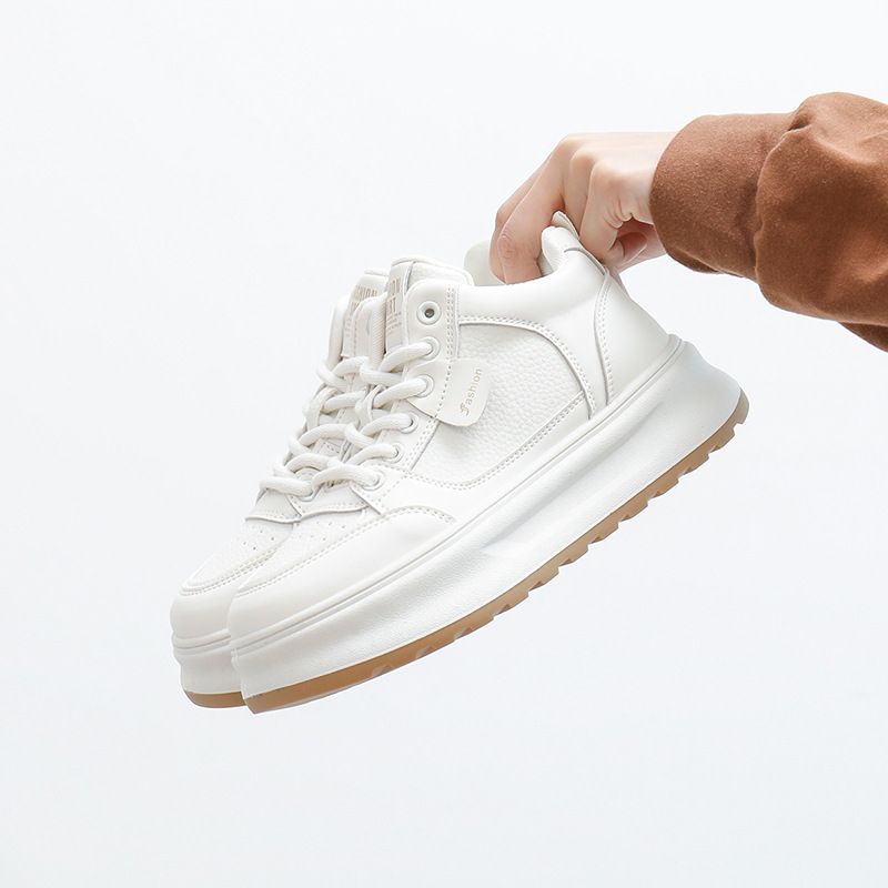 Scarpe alte per studentesse nella primavera del 2025, versatile suola spessa panda bianco e nero color block casual board_voghion.com