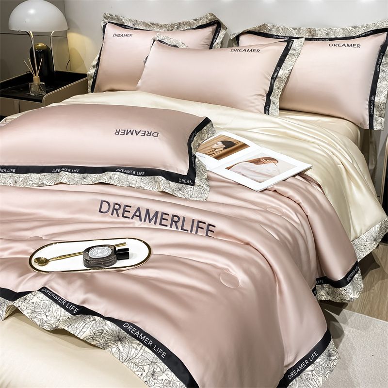 Luxuriöses Sommer-Bettdeckenset aus gewaschenem Tencel – 4-teilige Premium-Bettwäsche aus Eisseide für Einzel-/Doppelbett (maschinenwaschbar)​​_voghion.com