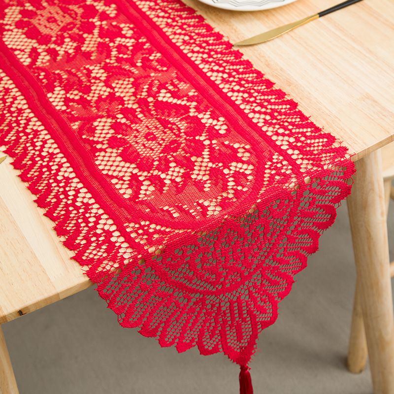 Lace Table Runner - Vintage Crochet Openwork Cover For Dining Table & Coffee Table Rustic Farmhouse Style Washable Cotton Decorative Home Accent)​_voghion.com