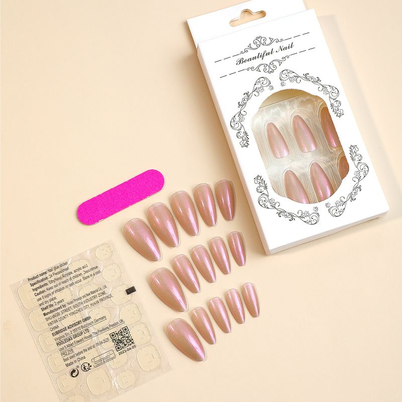 Electroplating Nail Art Almond Nail Finished Product Detachable High End Wearable Nail Art Finished Product Solid Color Wearable Nail_voghion.com