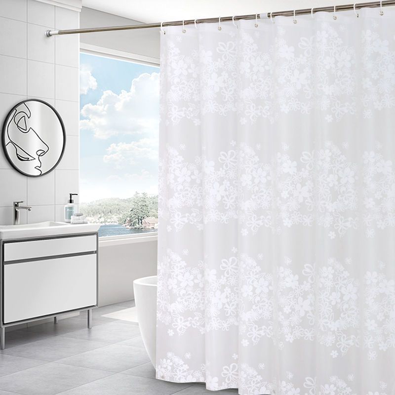 No Drilling Waterproof Mildewproof Bathroom Bath Partition Hanging Thickened Shower Fabric Single Curtain_voghion.com