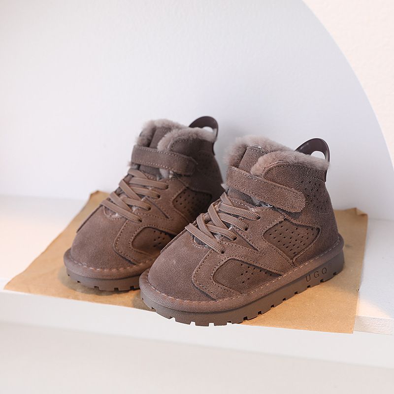 Pantofi sport casual pentru copii, de iarnă, din piele întoarsă, cu aspect de zăpadă, cu izolație groasă și pluș, din bumbac, mărime mare, pentru fete_voghion.com