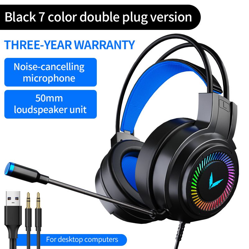 Cuffie da gioco G60 7.1 stereo SVirtual Surround Bass con microfono, luce LED per computer PC Gamer pieghevoli G58_voghion.com
