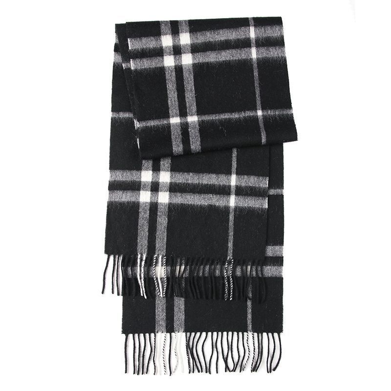 Autumn Winter New Plaid Unisex Versatile Classic Pure Wool British Couple Warm Thickened Shawl Scarf_voghion.com