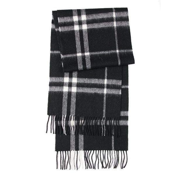 Autumn Winter New Plaid Unisex Versatile Classic Pure Wool British Couple Warm Thickened Shawl Scarf_voghion.com