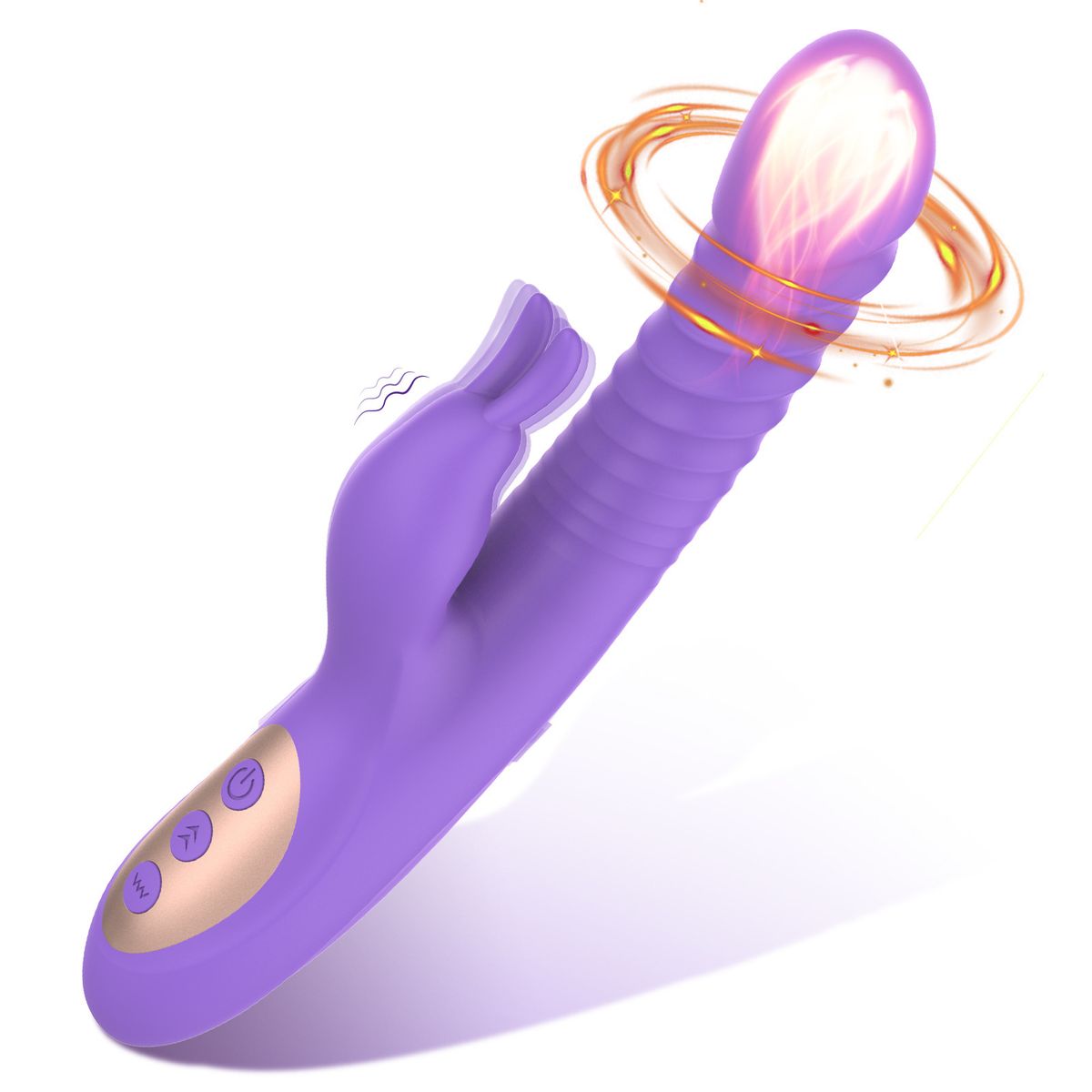 Multifunktionaler, beheizter Rabbit-Vibrator für Damen mit Teleskop-Stoßfunktion und G-Punkt-Stimulation für ein lustvolles Vergnügen_voghion.com