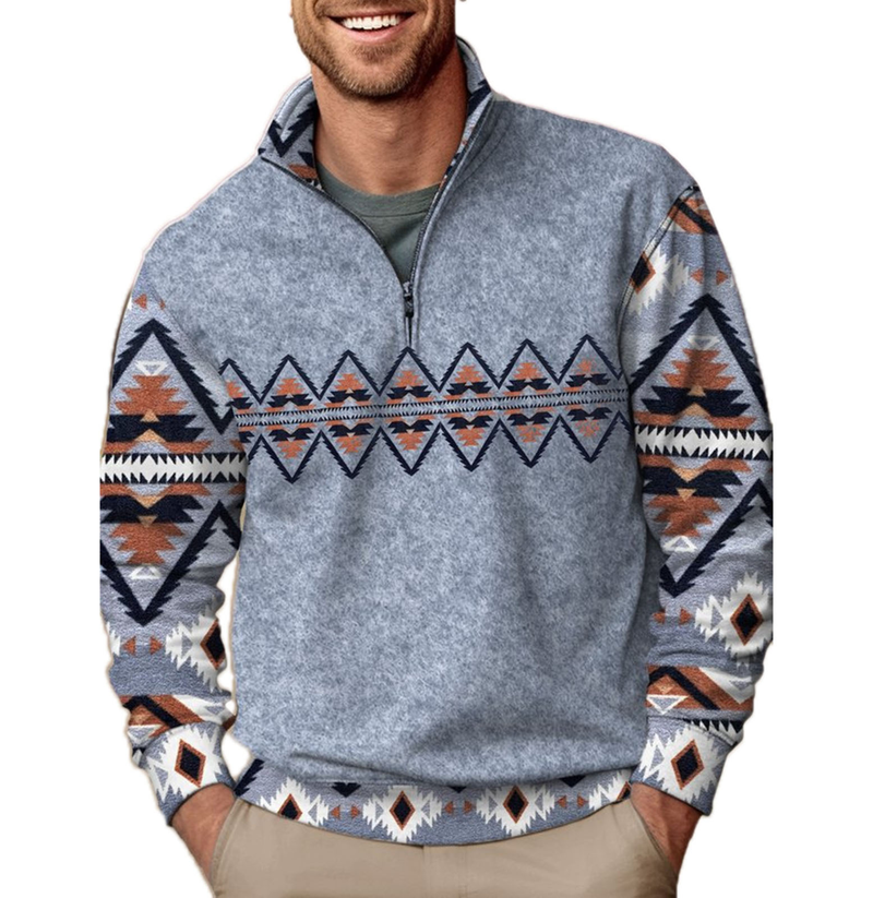 Men's Clothing Half-zip Sweatshirt Ethnic Style 3D Printed Half-zip Sweatshirt Men's Sweatshirt_voghion.com