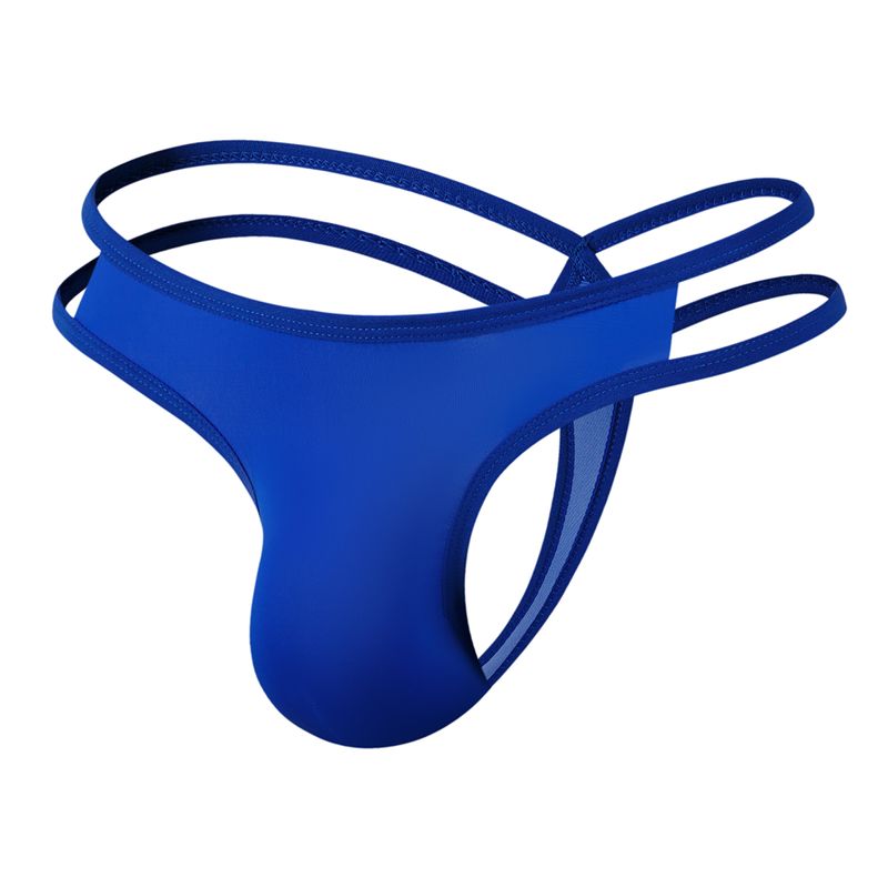 Men Thong Sexy Underwear Double Thin Belt U Convex Ice Silk Tranlucent Plaid Breathable Quick-Drying T-Type Pant_voghion.com