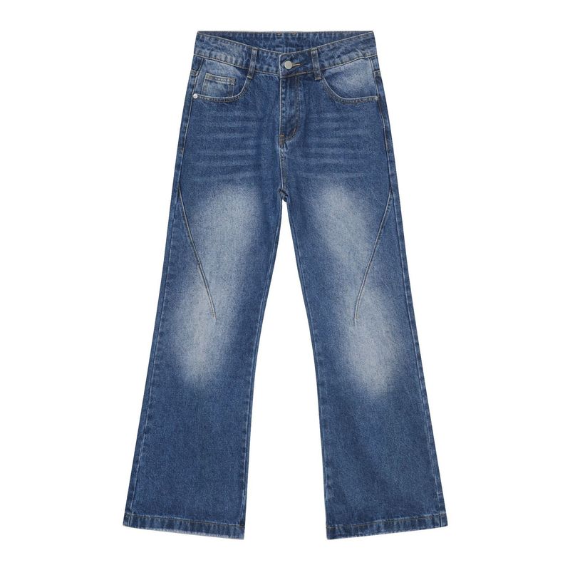 EF JEANS | 2023 New American Retro White Slightly Pulled Pants Slim Washed Straight Wide-leg Jeans Men_voghion.com