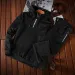Jednokolorowe męskie zestawy sportowe Patchwork Zipper Tracuit Męskie wiosenne swobodne bluzy z kapturem Bluzy z kapturem 2 sztuki + spodnie do biegania_voghion.com