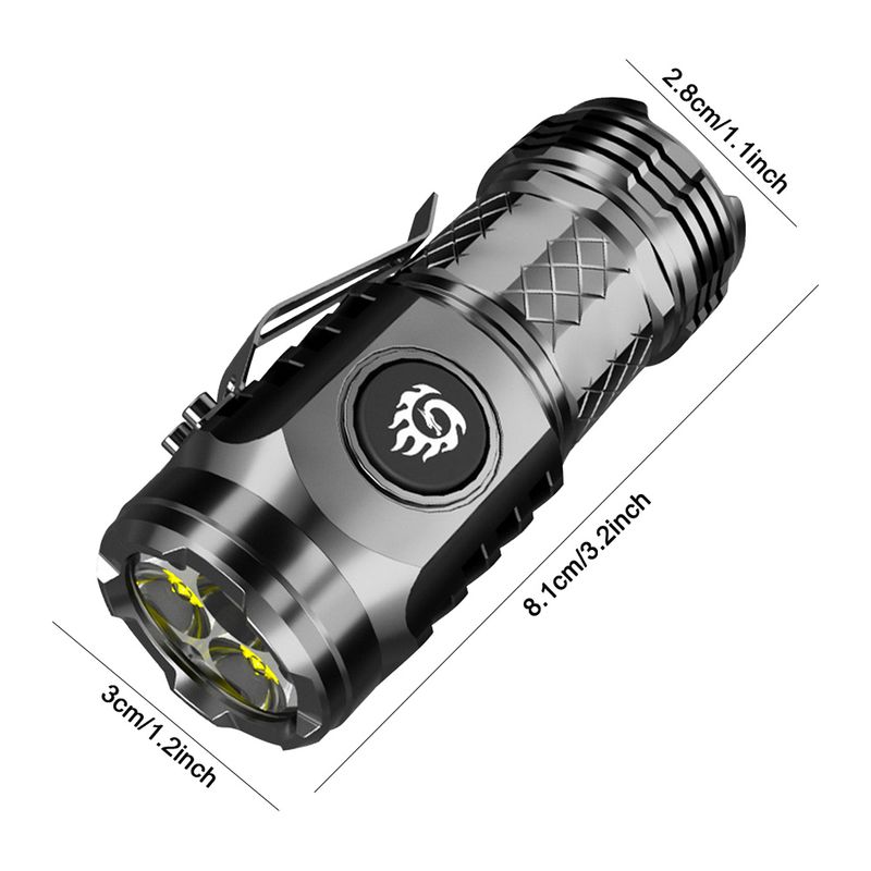 High Power LED Flashlight 3-Eyed Mini Flashlight USB Rechargeable Clip-on Torch Light Outdoor Emergency Work Lights For Hiking_voghion.com