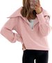 Women's zip-up sweatshirt with lapel long-sleeved shoulder pullover hoodie_voghion.com