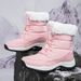 Nieuwe winter fluwelen dikke warme en slijtvaste outdoor wandelschoenen, sneeuwlaarzen voor dames, hoge katoenen schoenen_voghion.com
