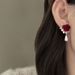 Silber Nadel Herbst Winter Wein Rot Samt Rose Perle Für Frauen Elegante High-end-Gefühl 2023 Neue Ohrringe_voghion.com