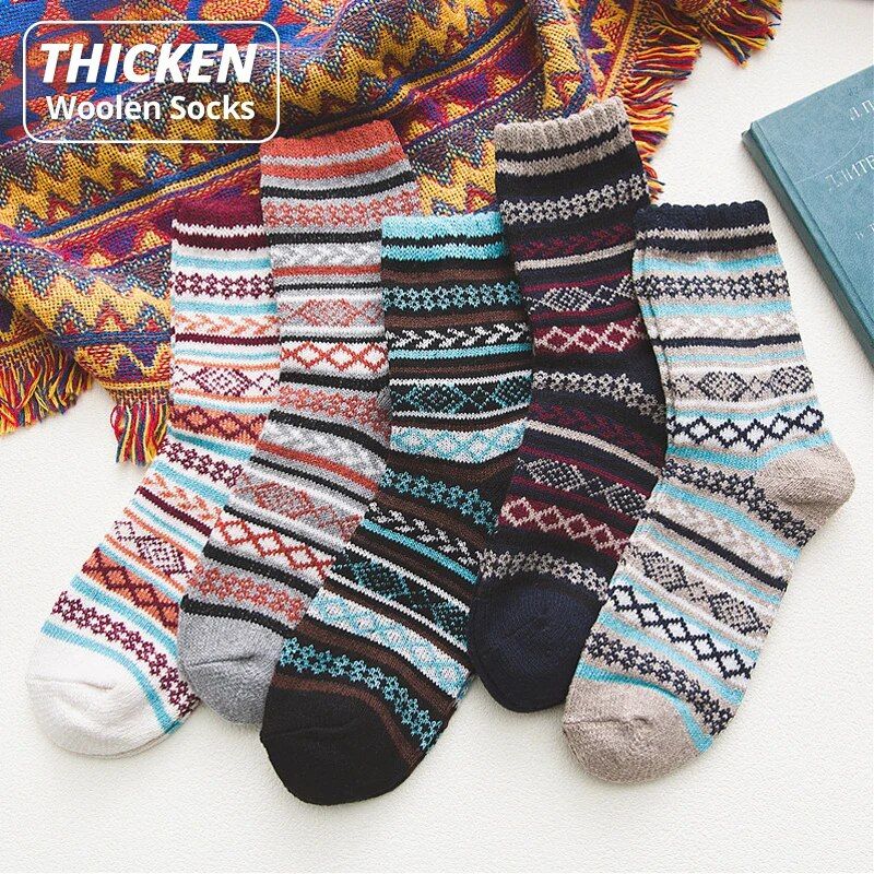 Calcetines de vestir informales a rayas de la marca Mercury 1HSS, cálidos y gruesos de lana para hombre, de invierno, talla estadounidense (7,5-12)._voghion.com