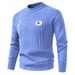 Men's Relaxed Fit Knit Sweater – Autumn Casual Pullover With Embroidered Badge & Ribbed Hem– Breathable Rabbit Wool Blend For Urban Layering (M-XXXL)_voghion.com