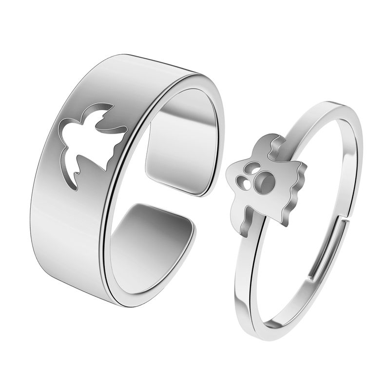 2025 Nuevas llegadas Anillo alternativo de promesa de pareja fantasma de Chandler de acero inoxidable, anillo de aniversario ajustable_voghion.com