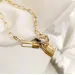 Pendant Necklaces Origin Summer Statement Lock Paper Clip Necklace For Women Girls Asymmetric Chunky Chain Metallic_voghion.com