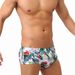 UXH Weiße Blumen- und Vogeldruck-Modetrend-Badehose für Herren, frische Strand-Badeshorts mit vier Ecken_voghion.com