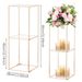 2 Pack 31.5 Inch Golden Flower Stand With 2-Layer Acrylic Pane Metal Flower Display Rack Tables Centerpieces Floor Geometric Column Vases For T-Stage Wedding Birthday Party Decorations_voghion.com