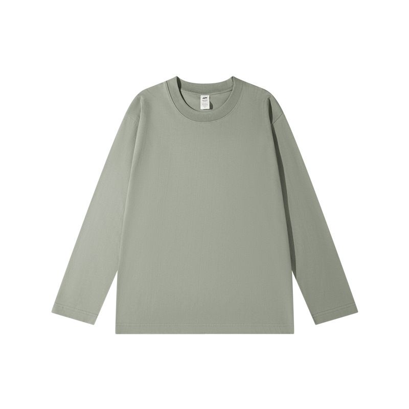 Yellow Bird Knit | Autumn New 230g Pure Cotton Long Sleeved T-shirt Round Neck Top Cloth White Bottom Shirt For Men_voghion.com