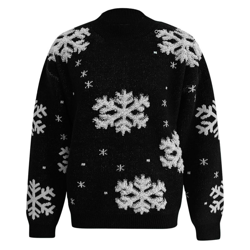 Langärmliger Rollkragenpullover für Damen mit Weihnachtsmuster_voghion.com