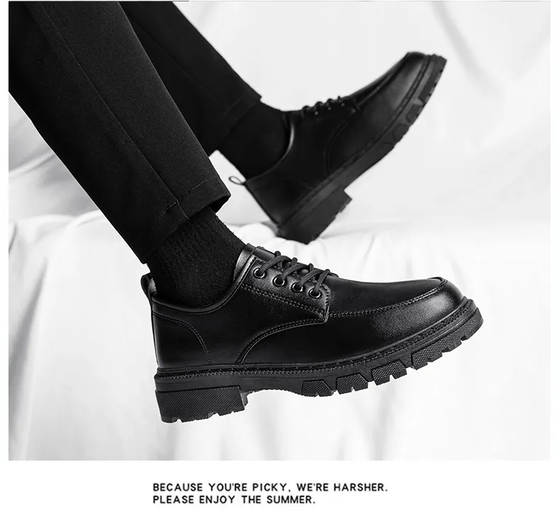 Hommes sans lacet plat mocassins affaires robe de mariée chaussures respirant en cuir verni Oxfords formels_voghion.com