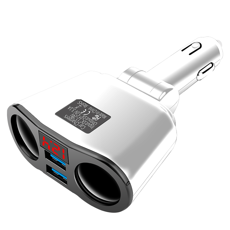 Cigarette Lighter Car Socket Splitter Charger Dual USB QC 3.0 Quick Charging 12V Car Cigarette Lighter Socket_voghion.com