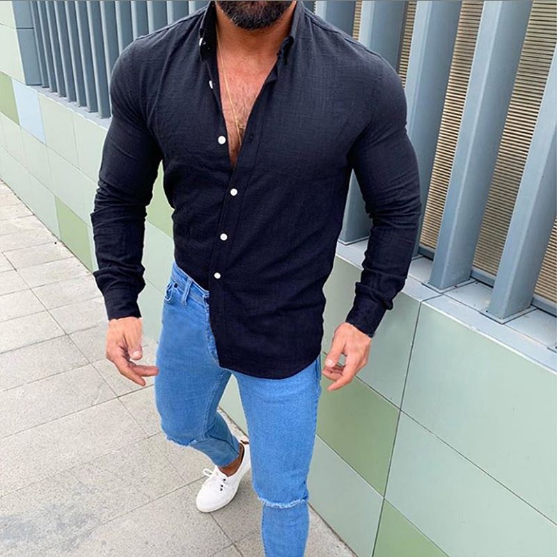 Chemise décontractée à manches longues en coton pour homme, mélange de lin respirant, coupe décontractée, couleur unie, boutonnée, pour l'automne, options slim surdimensionnées (M-XXXL)_voghion.com