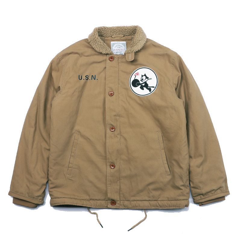 Suitable For All Seasons Deck Jacket American Style Autumn Winter Fleece Lined Lamb Wool Navy N-1 Coat Amekaji Felix Cat Men_voghion.com