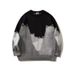 Unisex Cartoon Cat Jacquard Sweater – Trendy Oversized Knit, European Sizing (S-2XL, Black/Bluish)_voghion.com