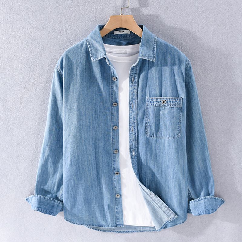 Herrenbekleidung Herren dünne Frühlingskleidung mit langen Ärmeln Herren Freizeitjacke Oberbekleidung Hemd_voghion.com