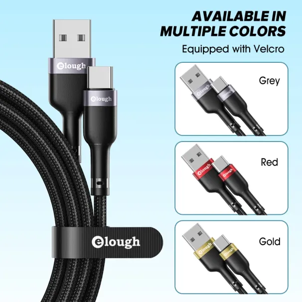 Elough Type Wire For Xiaomi Redmi Realme Poco Mobile Phone Fast Charging C Cable Type-C Charger Micro USB Cables_voghion.com