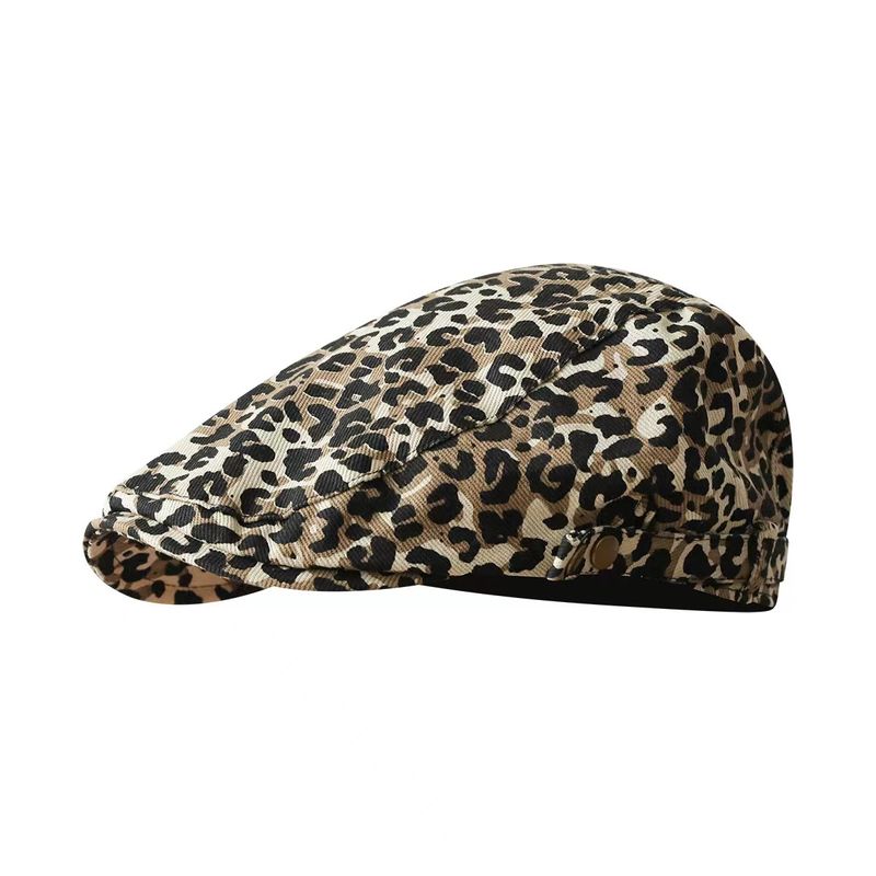 Hot Sale Ladies Retro Leopard Print Beret Hundred with Cowboy Painter Hat Literary Leisure Forward Street Trend Newsboy Cap_voghion.com