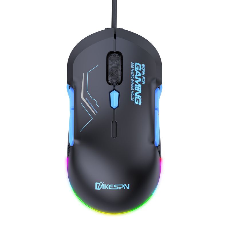 Design de alta precisão para jogos Efeito de iluminação DPI ajustável 10 botões programáveis Plug Play Mouse de computador com fio_voghion.com