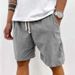 Men's Clothing Spring And Summer Solid Color Lace Up Sports Pants Corduroy Simple Five Point Shorts Men's Shorts Casual Pants_voghion.com