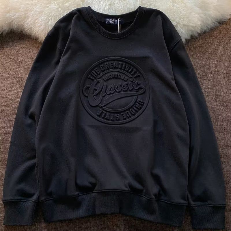 Unisex Oversized 3D Embossed Hoodie - Hip Hop Streetwear Pullover für Männer & Frauen (Weiß/Schwarz, M-3XL)_voghion.com