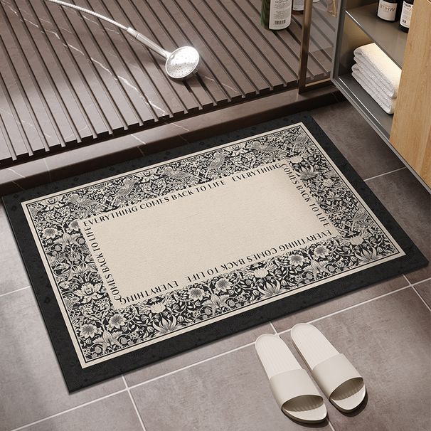 Retro Bathroom Floor Mat Diatom Mud Easy To Clean Carpet Dry And Wet Separation Absorbent Mat Toilet Non Slip Foot Mat_voghion.com