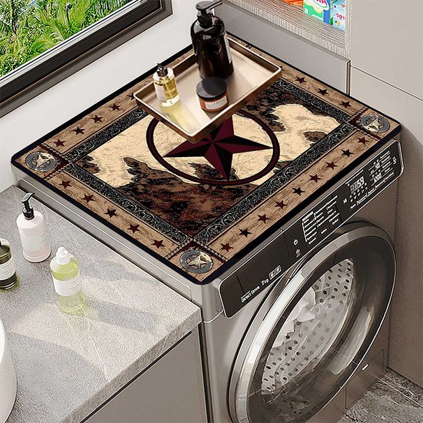 Unisex Waschmaschine Nachttisch Kühlschrank Matte Plaid Druck Saugfähige Matte Top Schmutzabweisend Waschbar Abdeckmatte_voghion.com