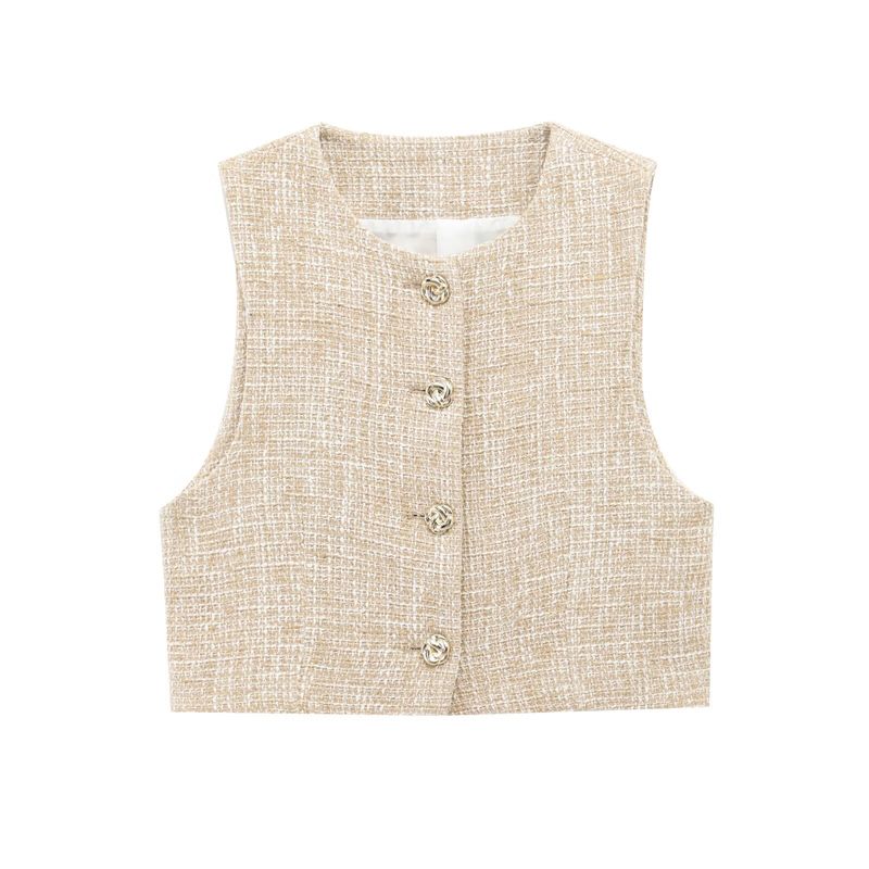 Damen Sommermode Ärmelloses kurzes Tanktop mit Gürtel Textur Hose Rock Set B64011/2_voghion.com