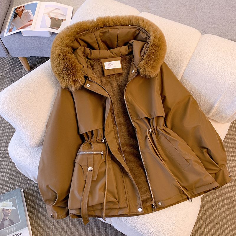 Women's Winter Jacket Fashionable and Versatile Plus Velvet Thick Fur All-in-One Jacket_voghion.com